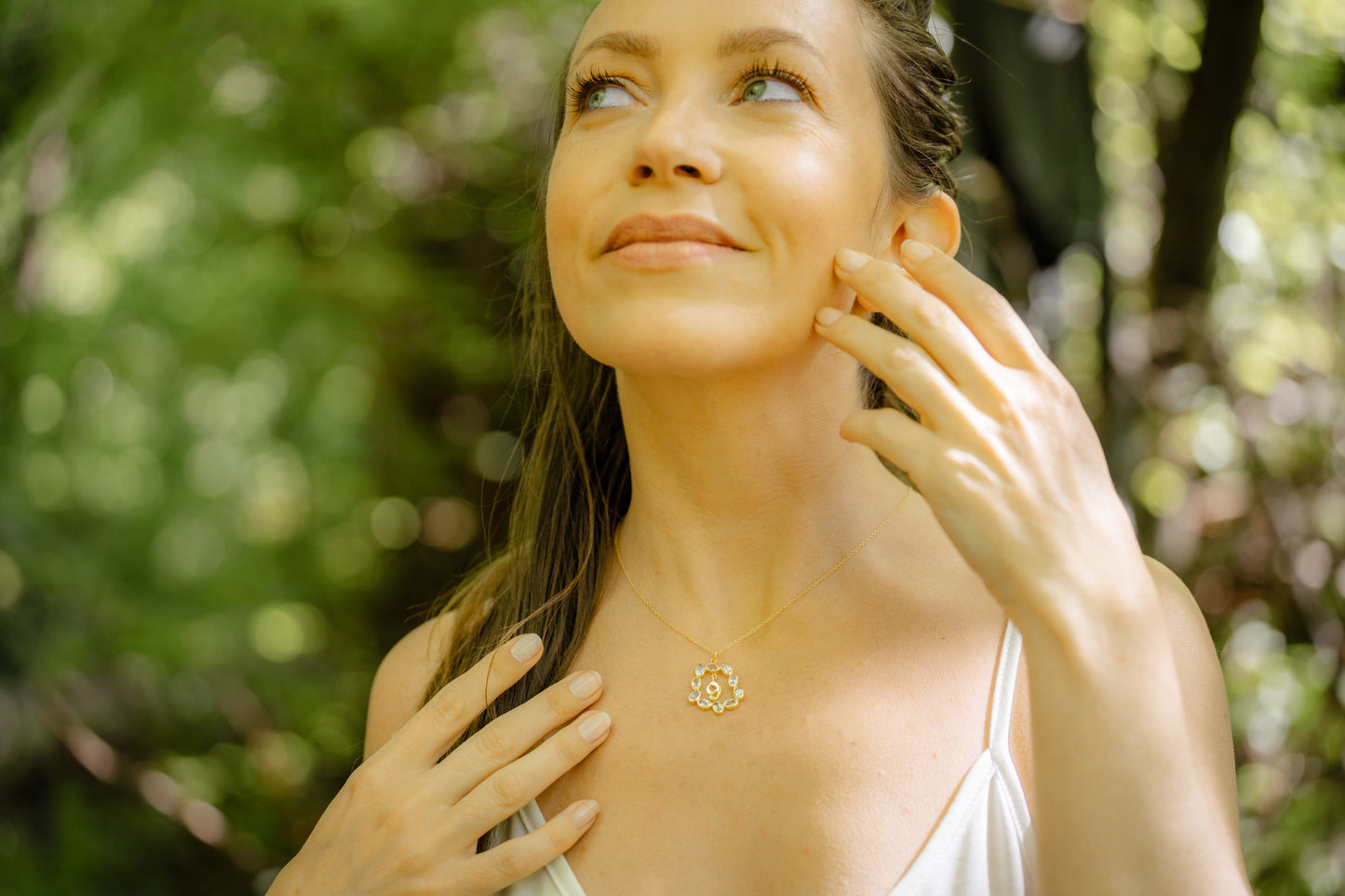 Life Path 9 Gold Necklace with Clear Quartz