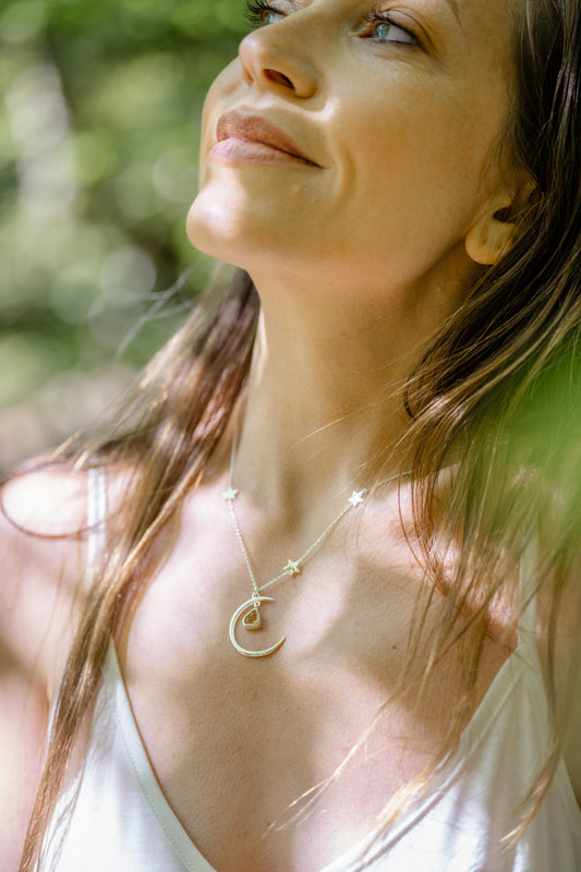 Sun, Moon & Stars Silver Necklace - A Talisman of Light, Cycles & Sacred Alignment